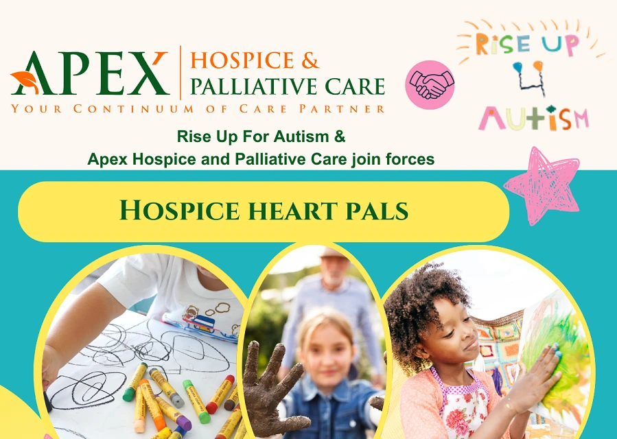 Amigos del corazón del hospicio: APEX Hospice and Palliative Care y Rise Up For Autism unen fuerzas, con fotos de niños pintando